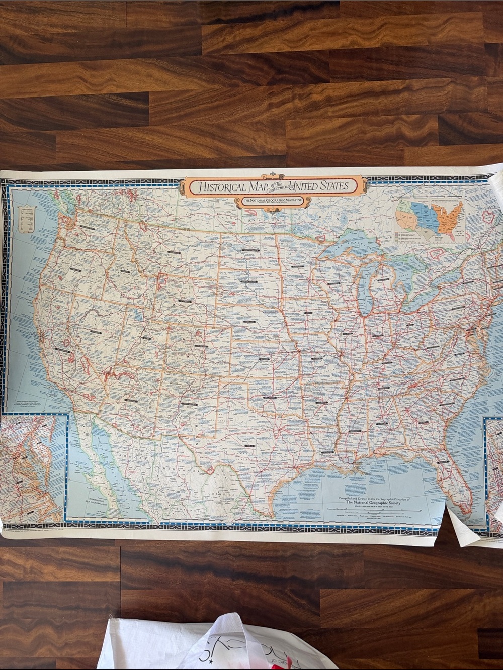 Historical Map of the United States Wall Poster - National Geographic 1967